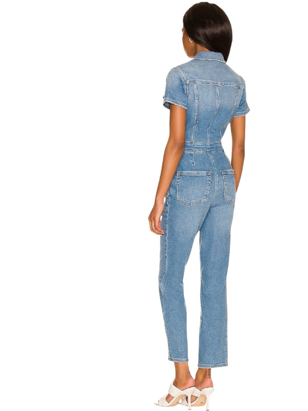 Good American Fit For Success Denim Jumpsuit NWT Medium Utility Chic Blue - Picture 4 of 14